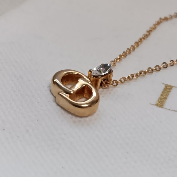 Christian Dior ✨️Cat Eye Gemstone Pendant 1990s Vintage Gold Plated Necklace - Picture 8 of 13